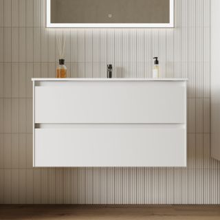 Подвесная тумба под раковину Sancos Cento CN90W 90см белый глянец